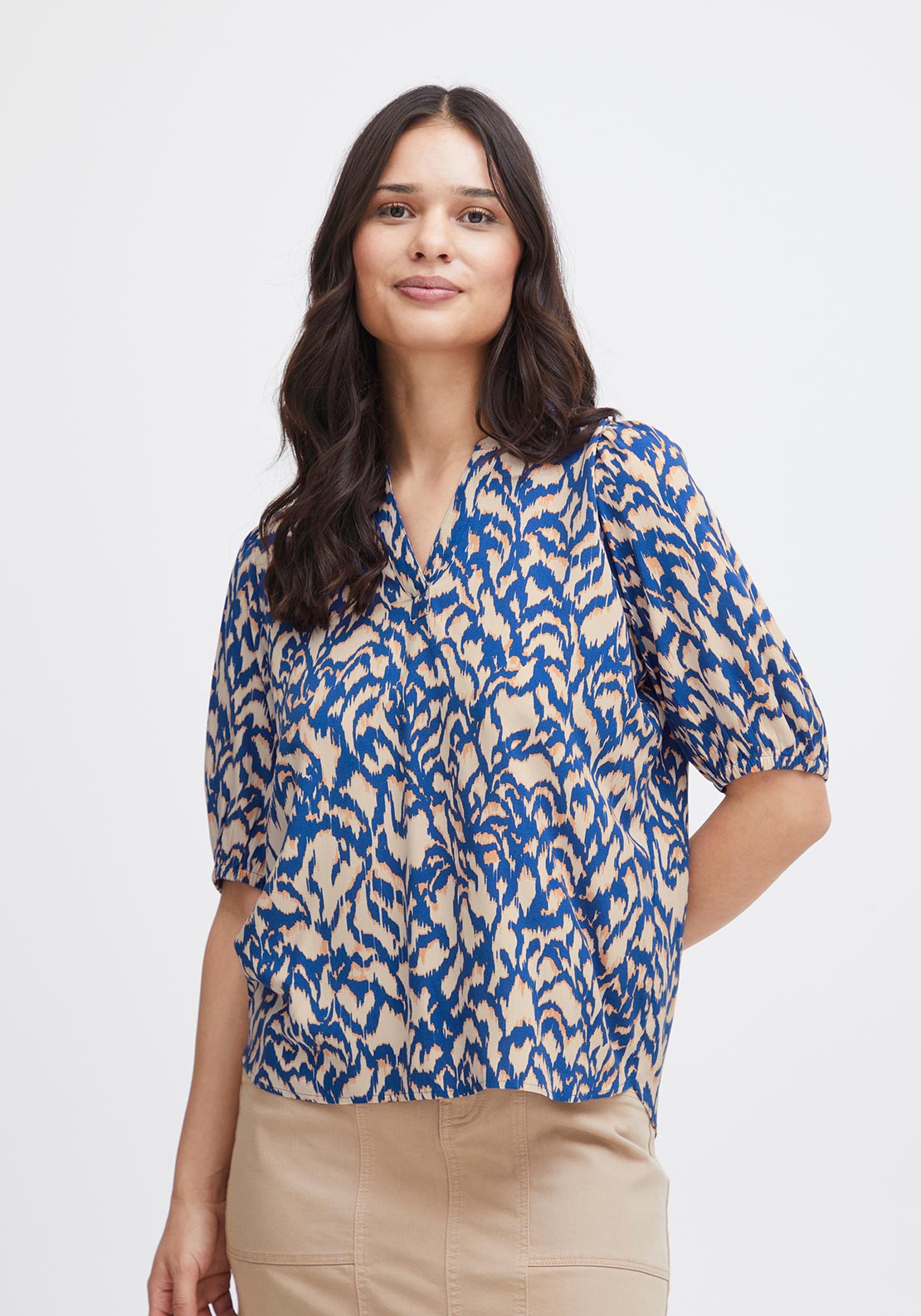 Abstract Print Longline Blouse