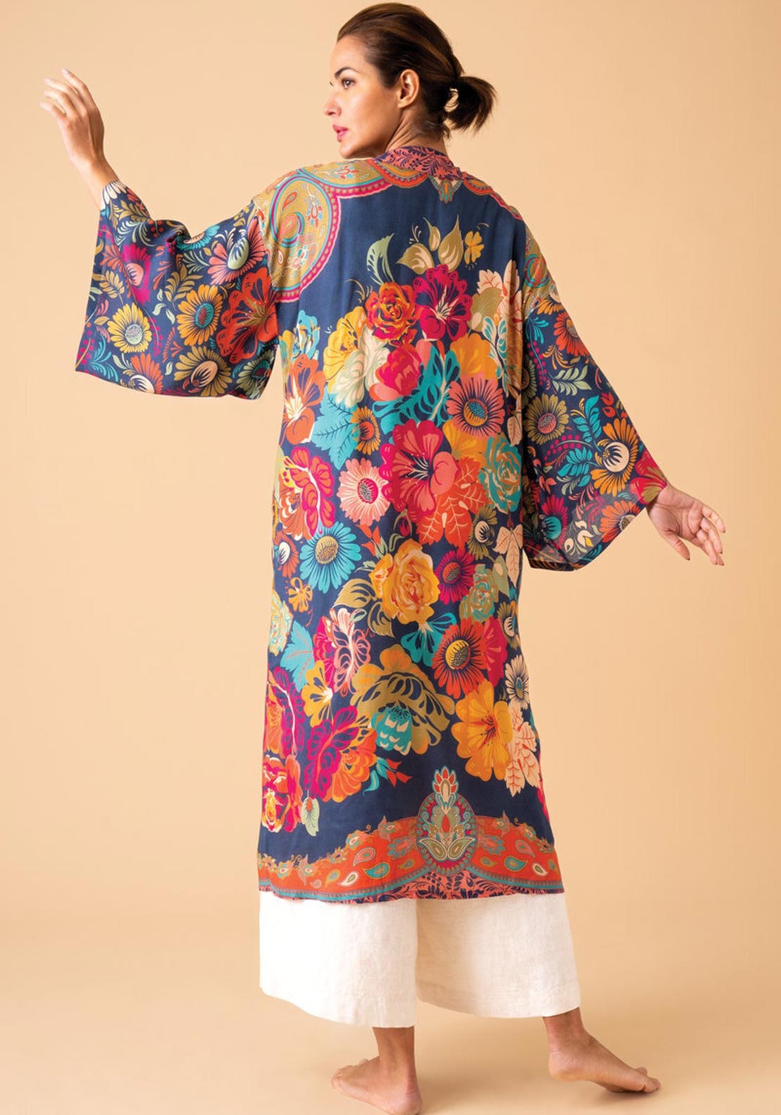 Winter Floral Kimono Jacket - Terracotta