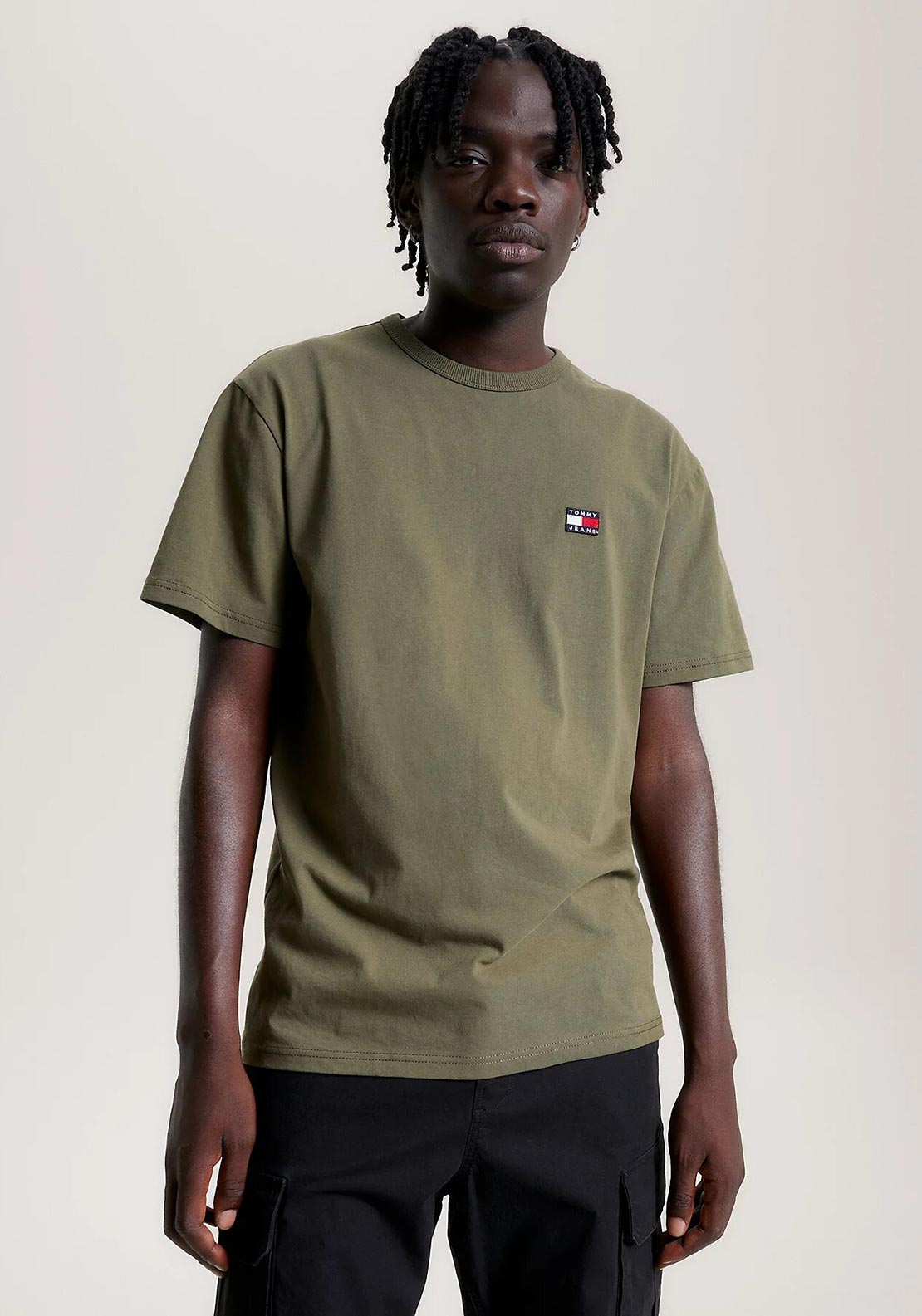 Tommy Jeans XS Badge T-Shirt, - Green Olive McElhinneys