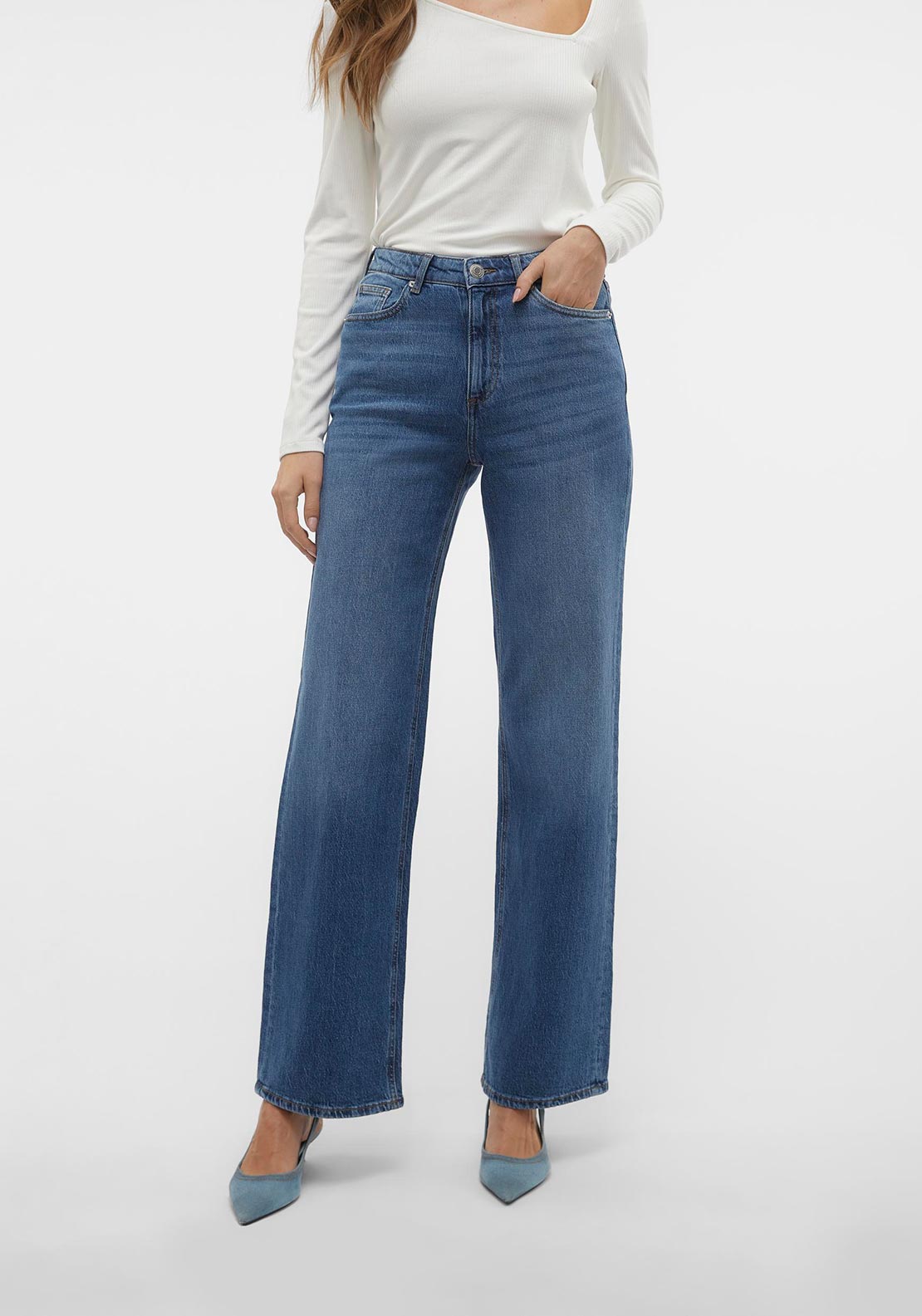 VMTESSA High rise Wide Fit Jeans, Light Blue