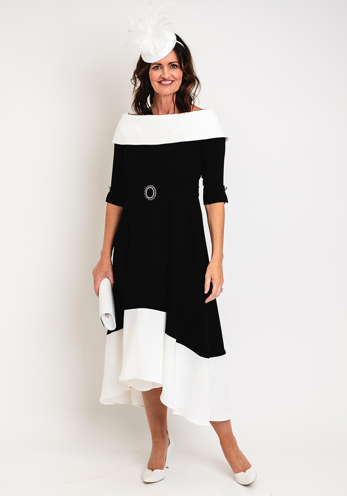 Midi dress hotsell with sleeves white