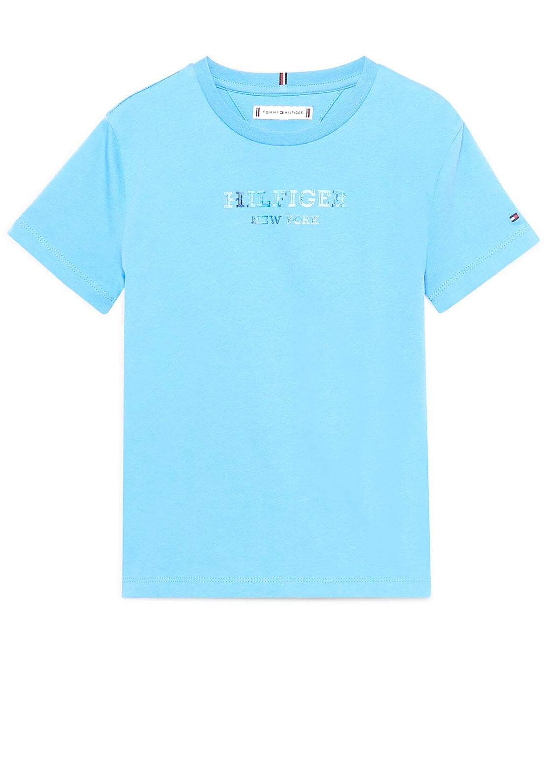 Tommy Hilfiger Girl Tee, Spell Monotype Blue Logo Foil - McElhinneys