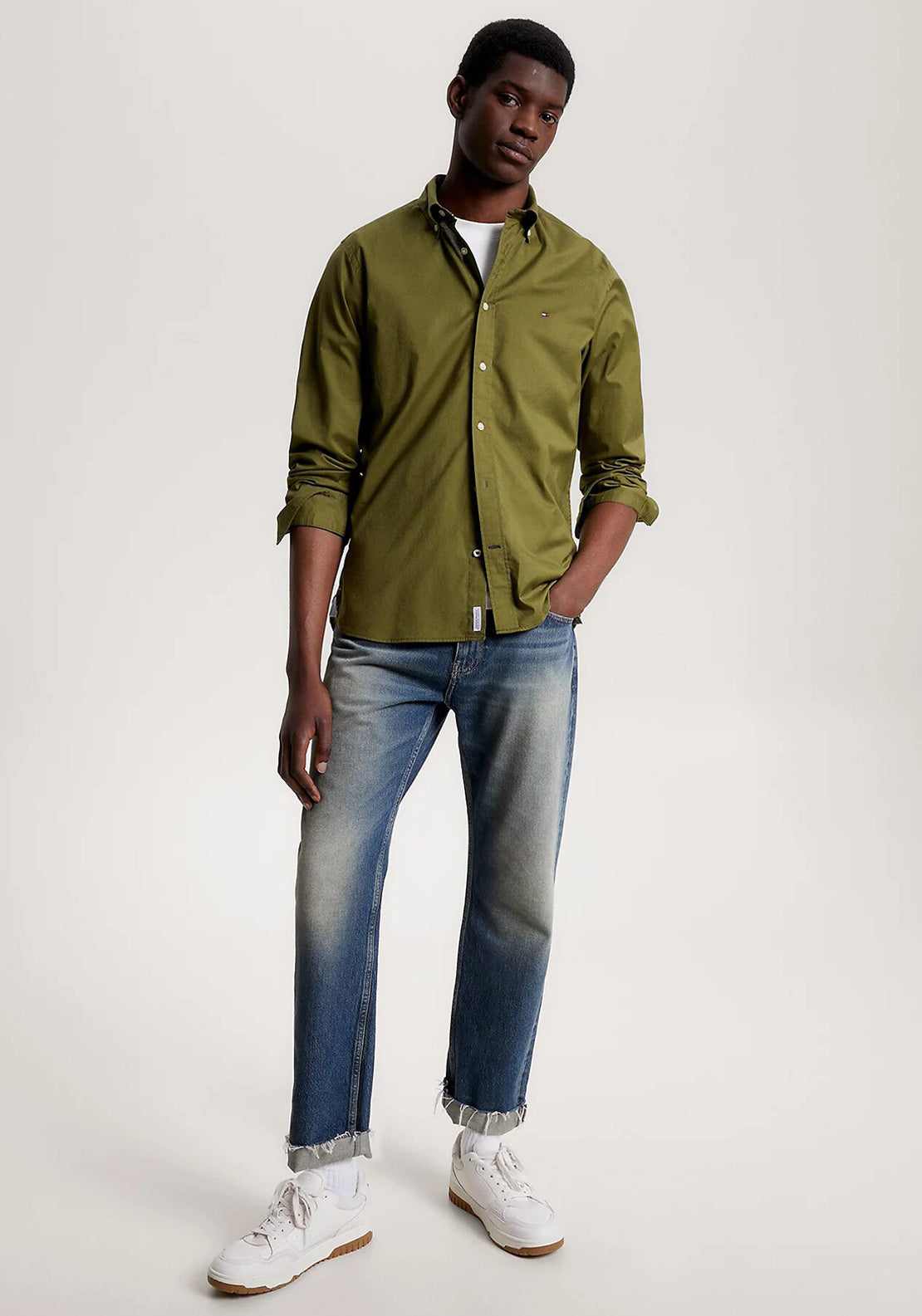 Tommy hilfiger deals olive green shirt