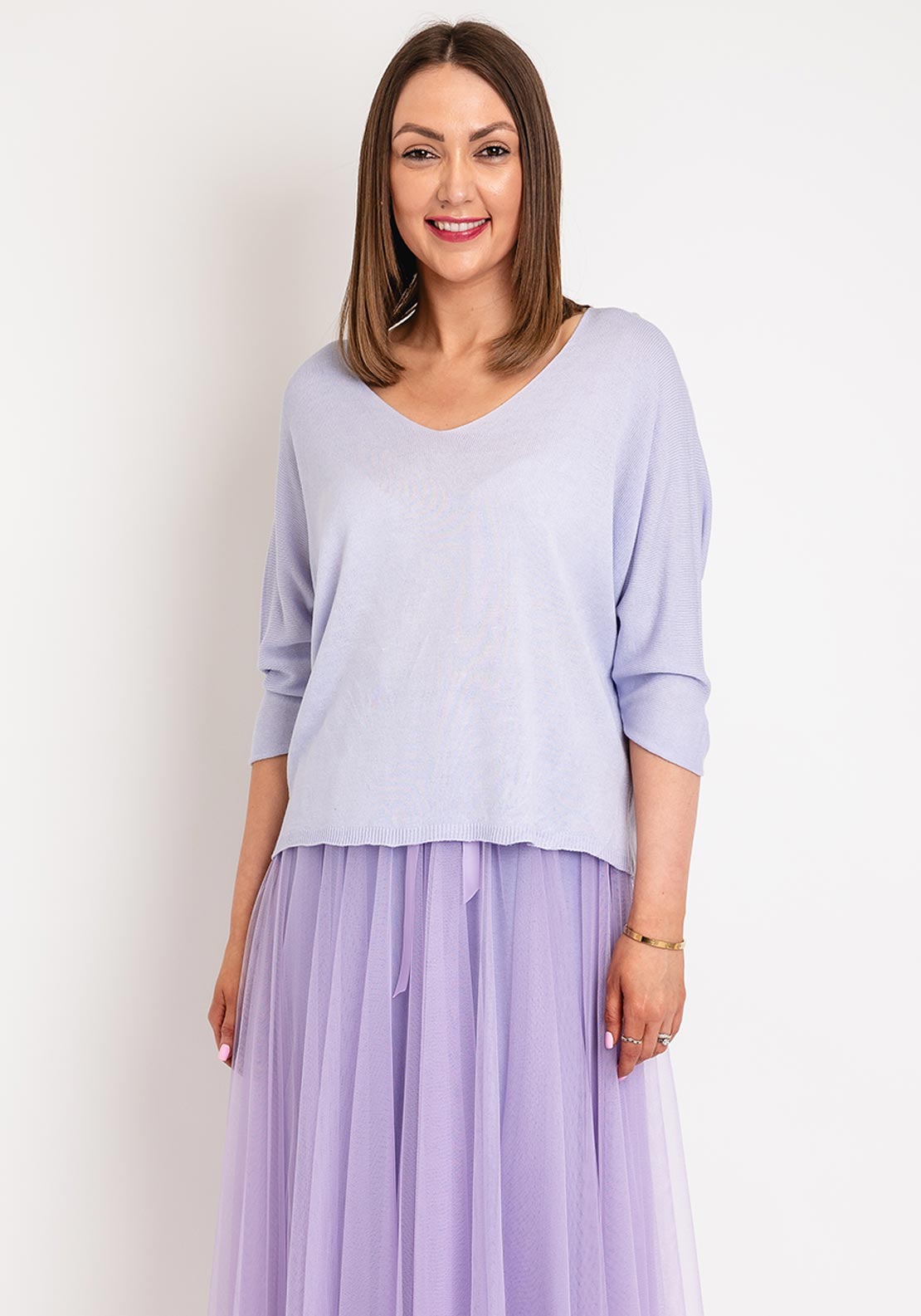 Serafina Collection One Size Fine Knit Sweater, Lilac - McElhinneys