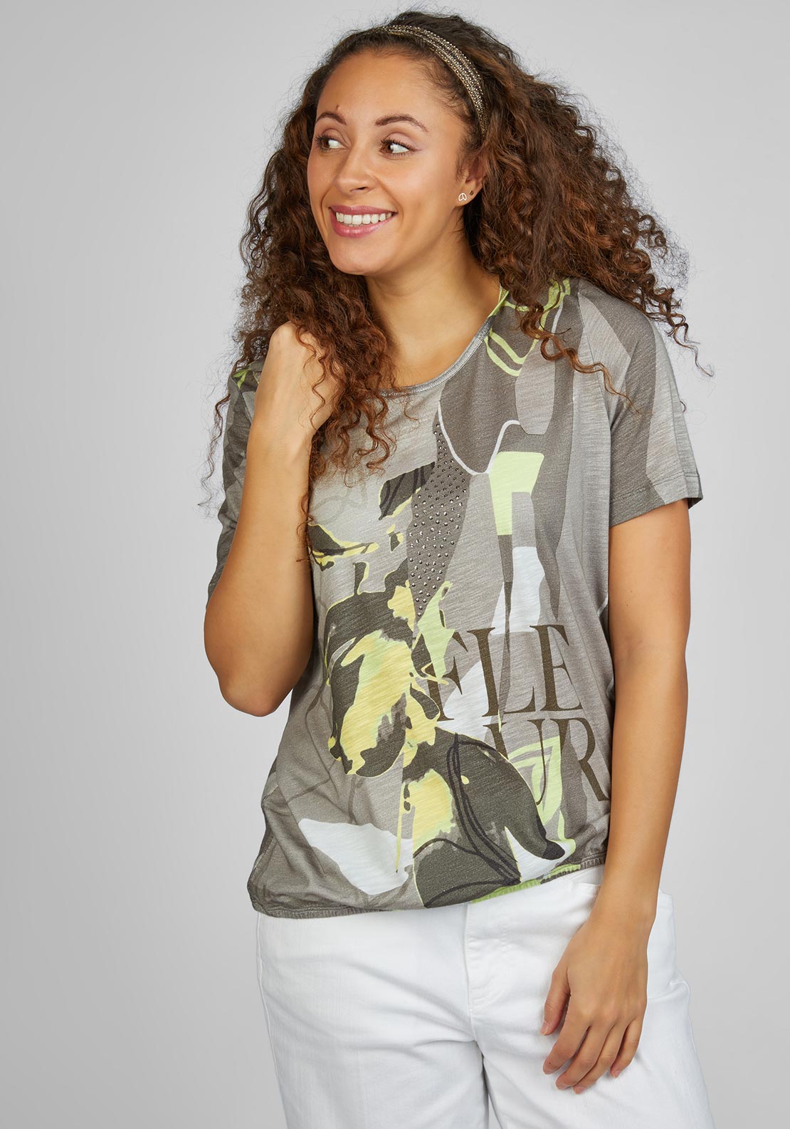 Rabe Abstract Print T-Shirt, Khaki - Multi McElhinneys
