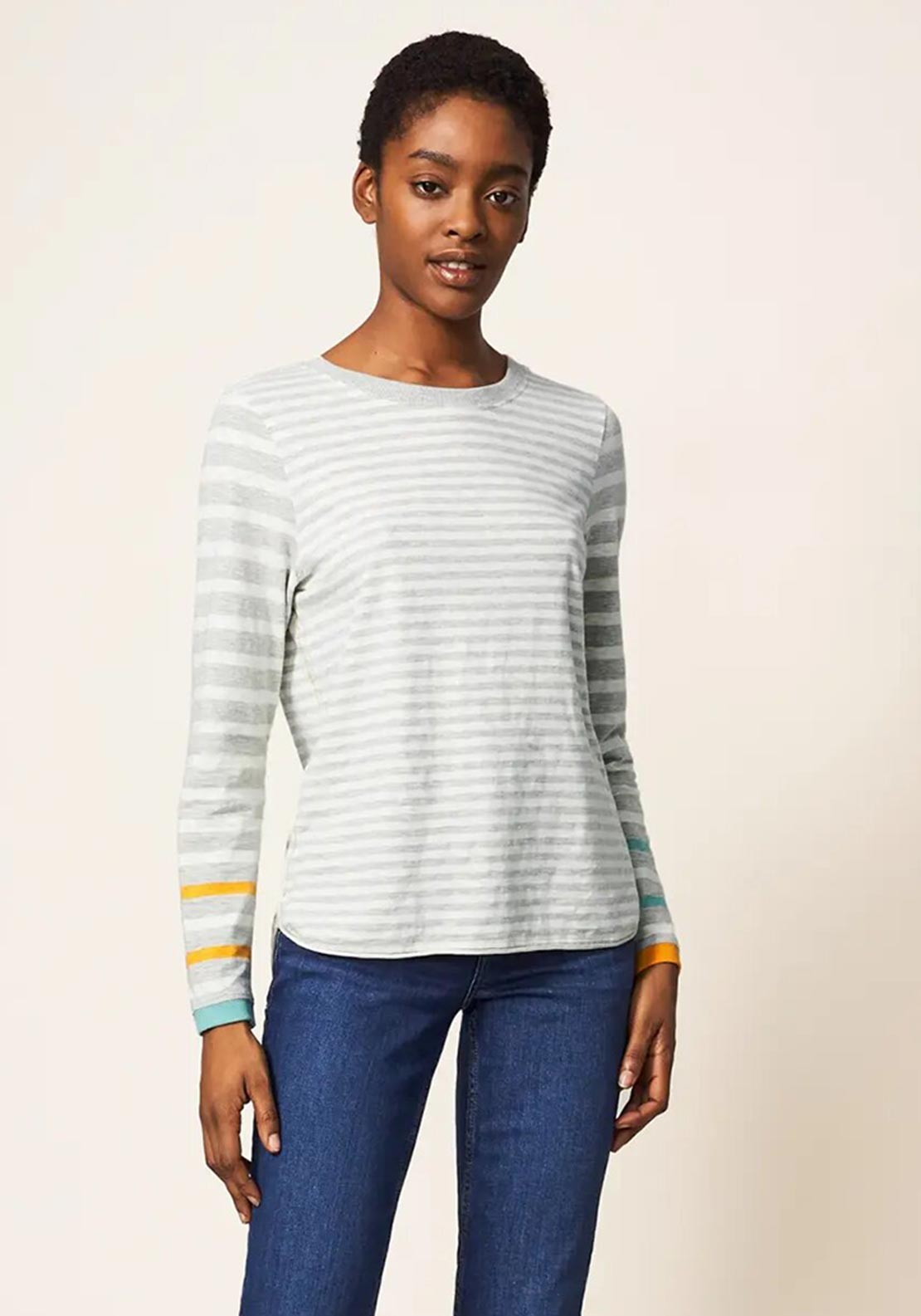 White Stuff Cassie Stripe Long Sleeve T Shirt Natural Mcelhinneys