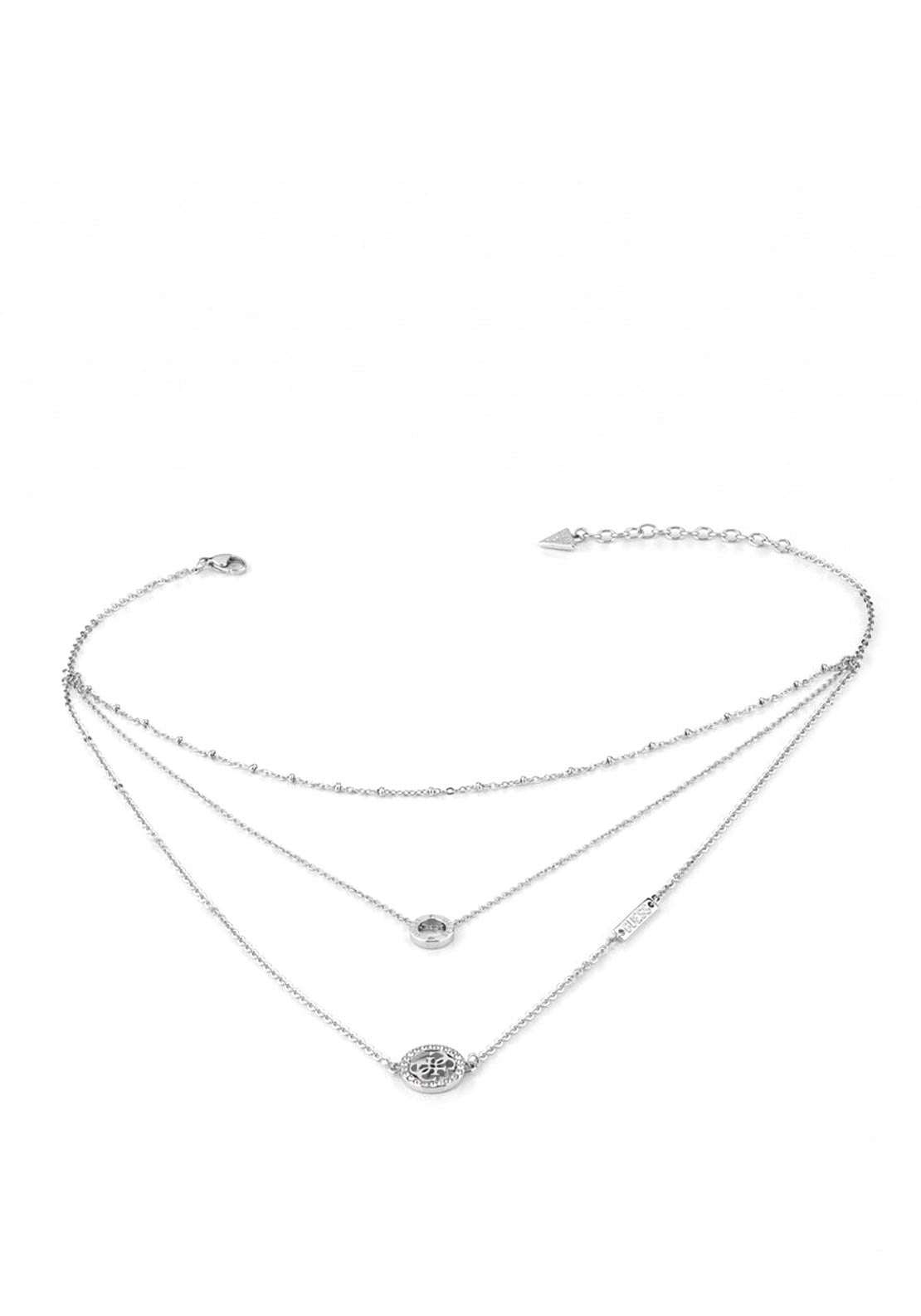 Guess 'Equilibre' Layered Necklace, Silver - McElhinneys