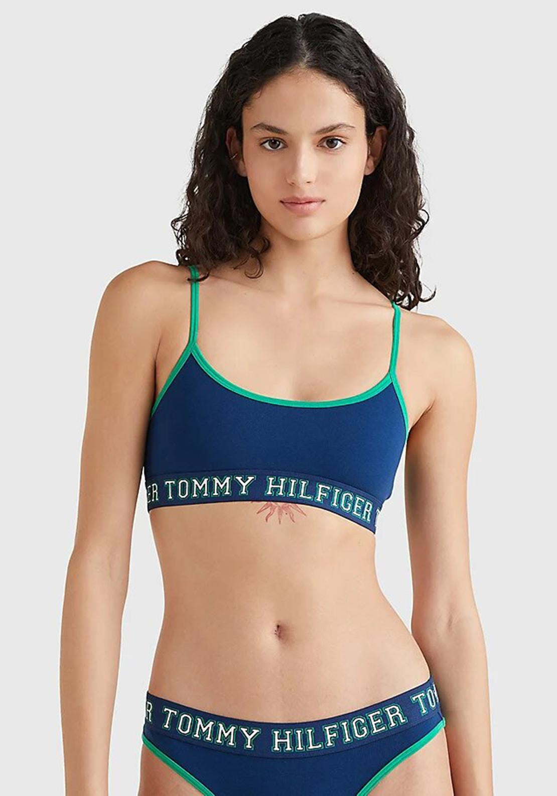 Tommy Hilfiger Womens Logo Contrast Trim Bralette Twilight Indigo Mcelhinneys 