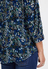 Fransa Floral Printed Blouse, Navy