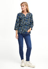 Fransa Floral Printed Blouse, Navy