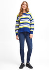 Fransa Striped Sweater, Dark Citron Mix