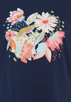 Fransa Floral Graphic Print T-Shirts, Navy Blazer