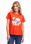 Fransa Floral Graphic Print T-Shirts, Red Alert Mix