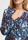 Fransa Floral Print Blouse, Blue