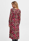 Fransa Floral Print A-Line Midi Dress, Very Berry