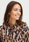 Fransa Leoni Leopard Print Midi Shirt Dress, Brown