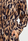 Fransa Leoni Leopard Print Midi Shirt Dress, Brown