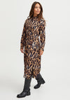 Fransa Leoni Leopard Print Midi Shirt Dress, Brown