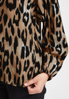 Fransa Leoni Boat Neckline Leopard Print Blouse, Brown