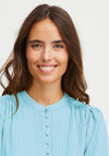 Fransa Woven Button Blouse, Ethereal Blue