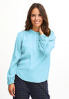 Fransa Woven Button Blouse, Ethereal Blue