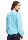 Fransa Woven Button Blouse, Ethereal Blue