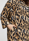 Fransa Plus Size Leoni Leopard Print Midi Shirt Dress, Brown