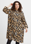 Fransa Plus Size Leoni Leopard Print Midi Shirt Dress, Brown