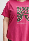 Fransa Curve Printed T-shirt, Very Berry