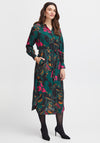 Fransa Illi Woven Floral Midi Shirt Dress, Ponderosa Pine