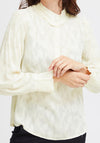 Fransa Floral Embossed Blouse, Whitecap Gray