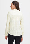 Fransa Floral Embossed Blouse, Whitecap Gray