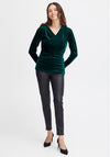 Fransa Cassandra Velour Ruched Wrap Top, Ponderosa Pine