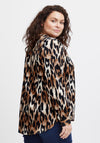 Fransa Curve V-Neck Leopard Print Top, Tigers Eye