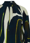 Fransa Lena Abstract Print Blouse, Navy & Yellow