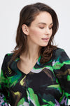 Fransa Gila Marble Print Blouse, Green