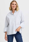 Fransa Vuja Striped Relaxed Shirt, White