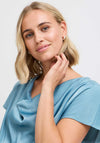 Fransa Shina Cowl Neck Satin Top, Blue