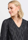 Fransa Sparkie Metallic Detail Chiffon Blouse, Black