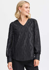 Fransa Sparkie Metallic Detail Chiffon Blouse, Black