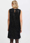 Fransa Winni Velvet Sequin Fringe Dress, Black