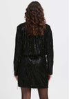 Fransa Winni Sequin Fringed Cropped Jacket, Black