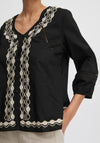 B.Young Heidy Embroidered Pattern Blouse, Black