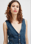 B.Young Komma Denim Waistcoat, Mid Blue Denim