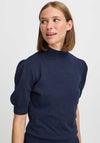 b.young Morla Puff Sleeve Polo Neck Sweater, Navy