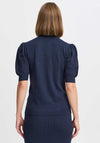 b.young Morla Puff Sleeve Polo Neck Sweater, Navy