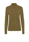 b.young Morla Button Detail Polo Neck Jumper, Olive Green