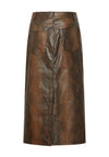 b.young Elloni Snakeskin Faux Leather Midi Skirt, Brown