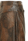 b.young Elloni Snakeskin Faux Leather Midi Skirt, Brown