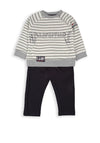 Babybol Baby Boy Knit Sweater and Pant Set, Grey Multi